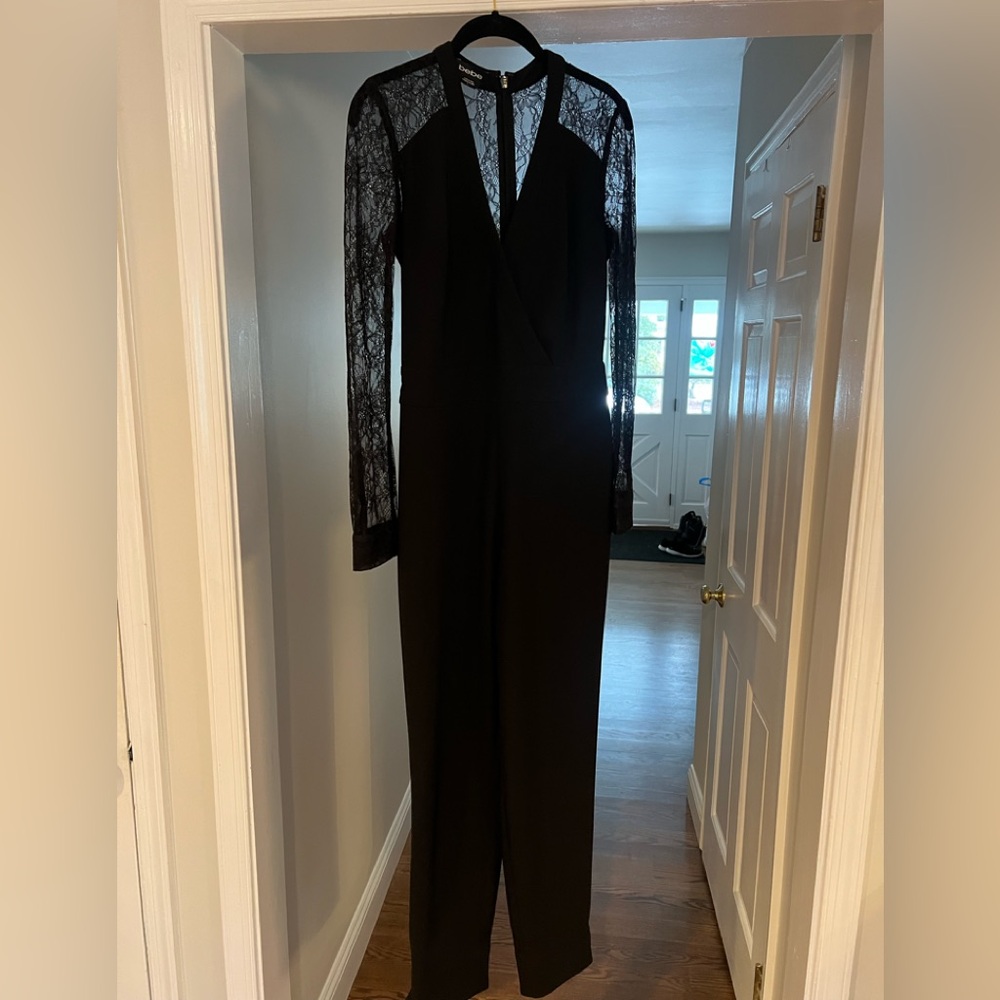 Bebe lace v neck jumpsuit